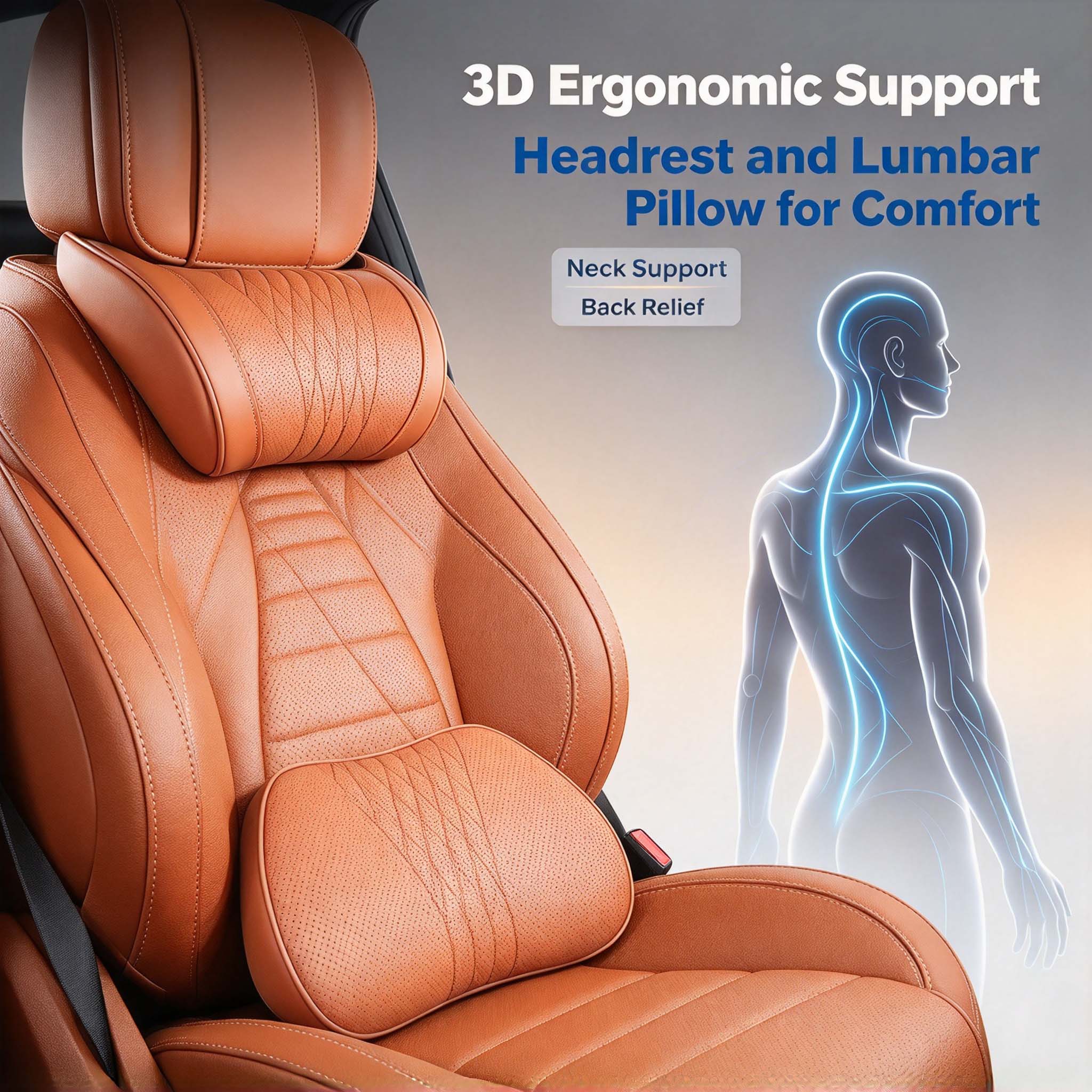 Car Interior Decor Headrest Lu - Memory Foam Car Neck Pillow Lumbar Support 评论和价格