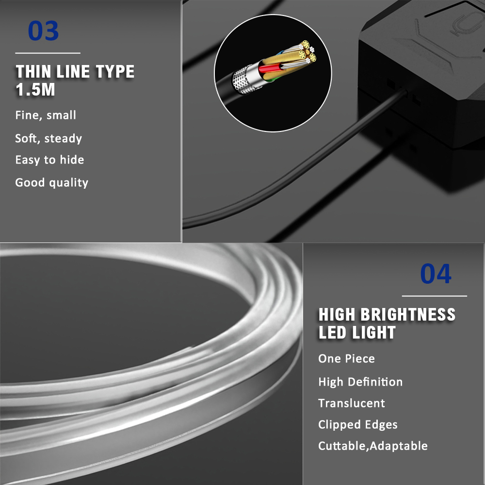 1 IN 3  Car RGB Ambient LED Li - Led Ambient Interior Car Lights App Control 评论和价格