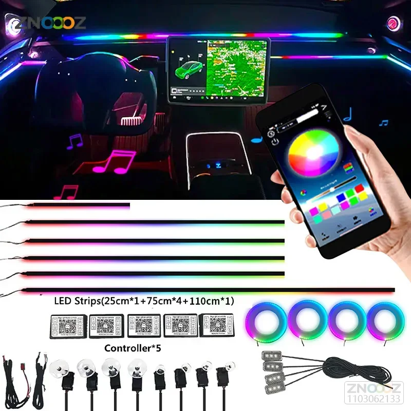 18IN1 Neon Car Interior Ambien - Led Ambient Interior Car Lights App Control 评论和价格